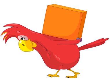 Funny Parrot. Delivery. clipart