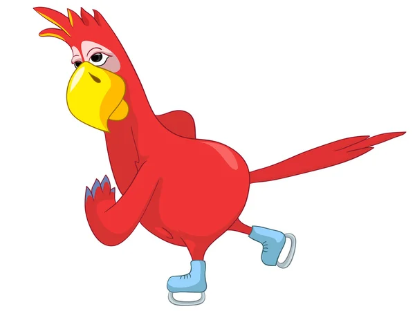 Funny Parrot. skater. — Stock Vector