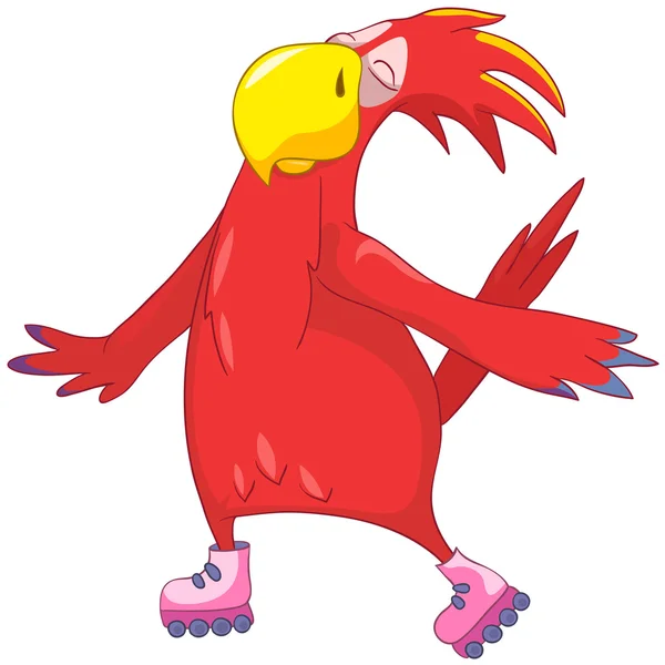 Funny Parrot. Roller. — Stock Vector