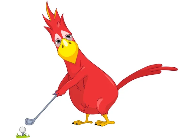 Funny Parrot. Golf. — Stock Vector