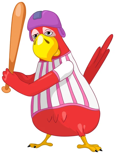 Funny Parrot. Baseball. — Stock Vector