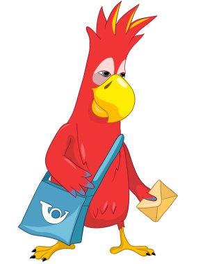 Funny Parrot. Postman. clipart