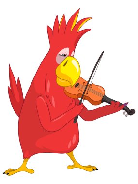 Funny Parrot. Violinist clipart