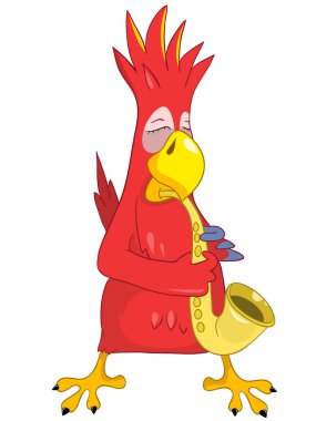 Funny Parrot. Saxophonist clipart