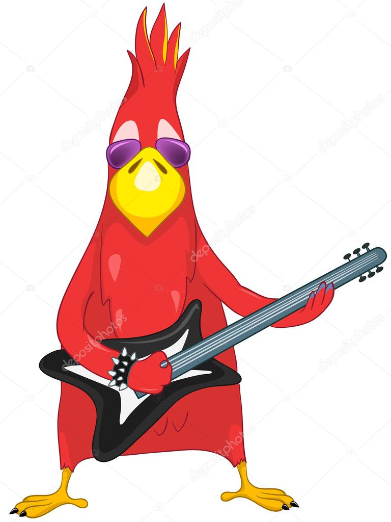 Funny Parrot. Rock Star