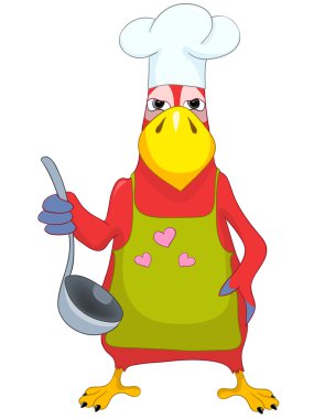 Funny Parrot. Cook. clipart