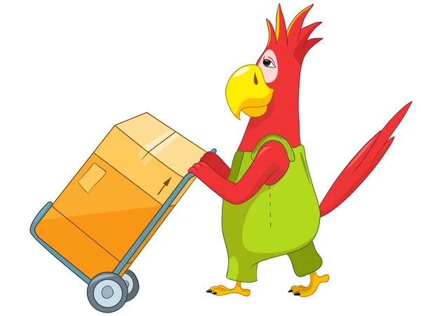 Funny Parrot. Worker. — Stock Vector
