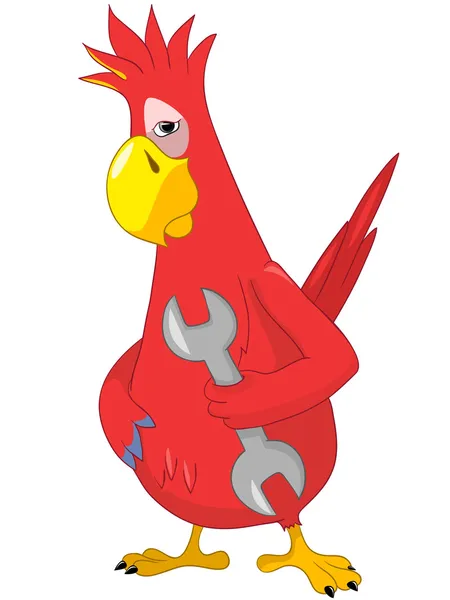 Funny Parrot. Support. — Stock Vector