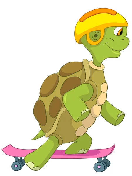 Funny Turtle. Skateboarding. — Stock Vector