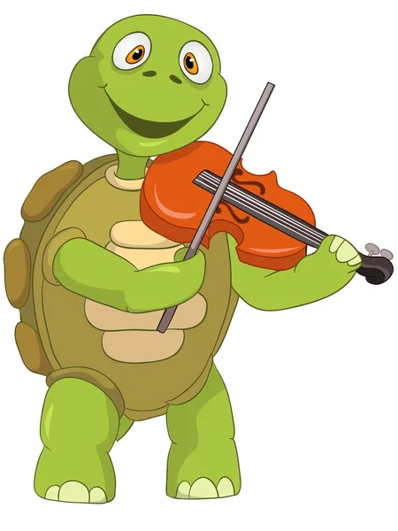 Funny Turtle. Violinist. — Stock Vector