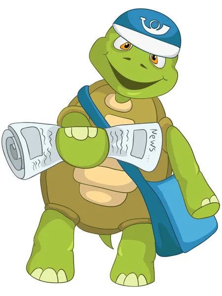 Roliga sköldpadda. brevbäraren. — Stock vektor