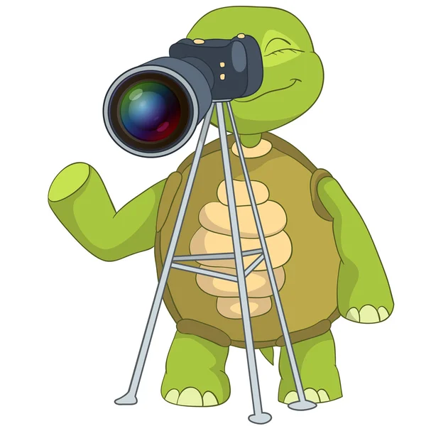 Grappige schildpad. fotograaf. — Stockvector