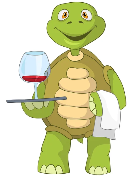 Roliga sköldpadda. servitör. — Stock vektor