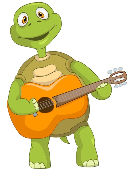 有趣的乌龟。吉他弹奏者. — 图库矢量图片