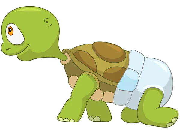 Komik kaplumbağa. Bebek ilk adım — Stok Vektör