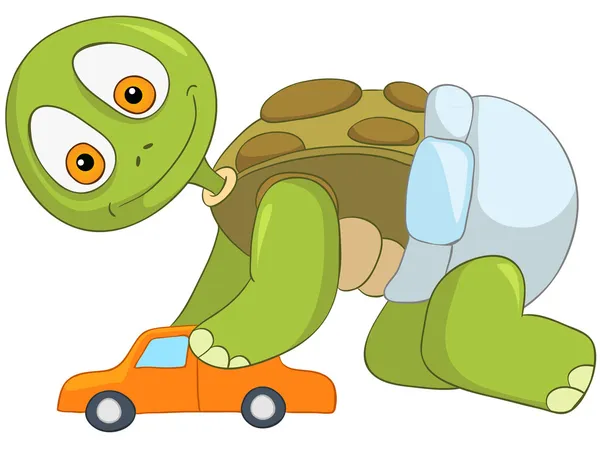 Lustige Schildkröte. Junge. — Stockvektor