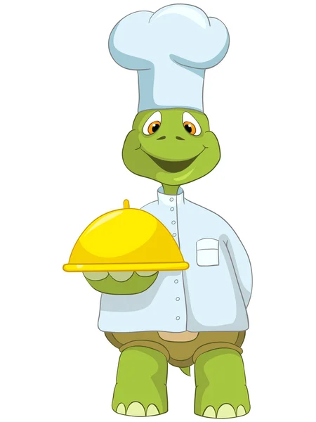 Grappige schildpad. chef-kok. — Stockvector