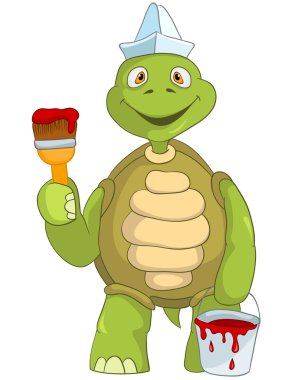 Funny Turtle. Painter. clipart