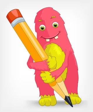 Funny Monster. Writer. clipart