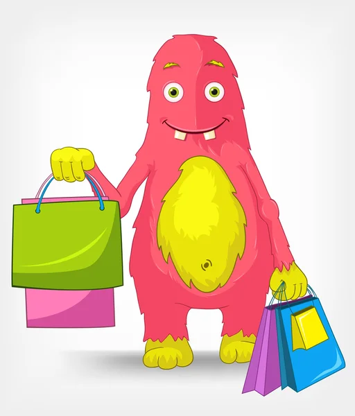 Drôle de monstre. Shopping . — Image vectorielle