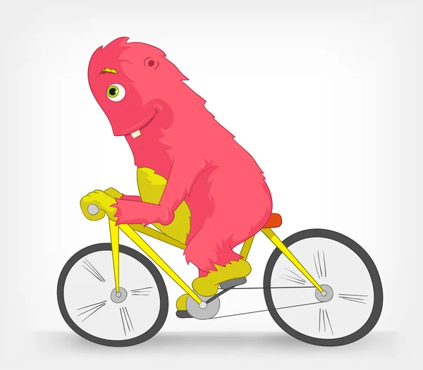 有趣的怪物。骑自行车的人. — 图库矢量图片