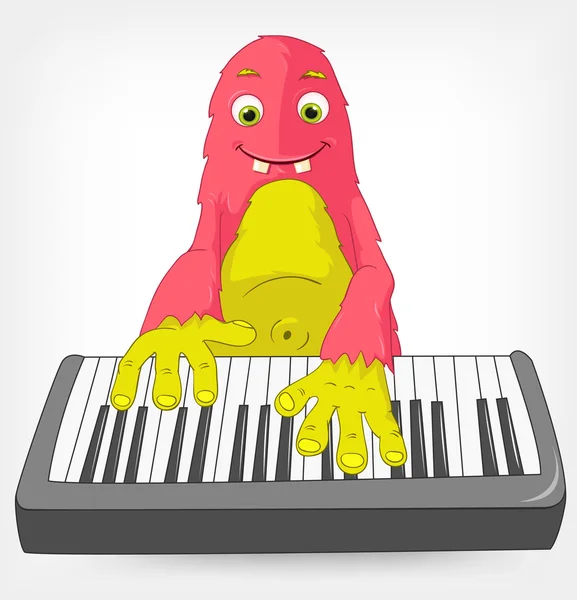 Grappige monster. pianist. — Stockvector