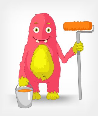 Funny Monster. Painter. clipart