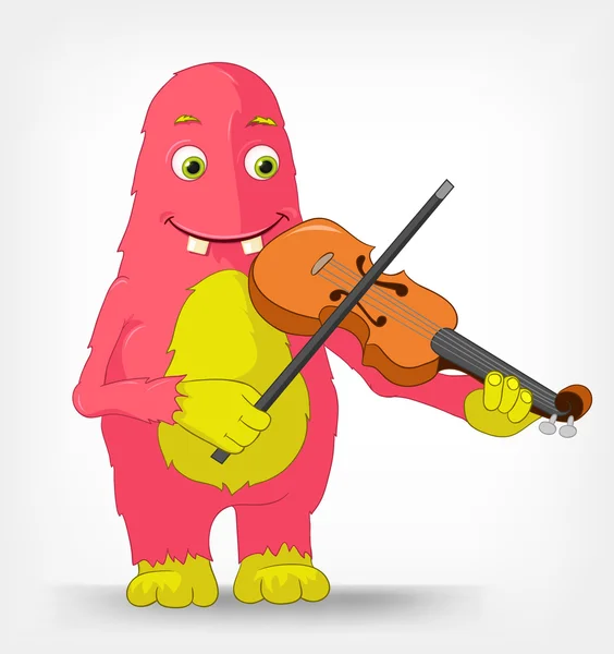 Funny Monster. Violinist. — Stock Vector
