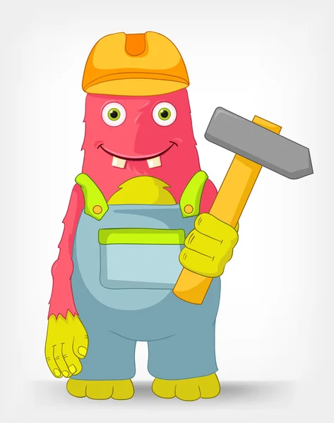 Funny Monster. Contractor. — Stock Vector