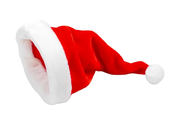 Красная шляпа Санта-Клауса на белом — стоковое фото