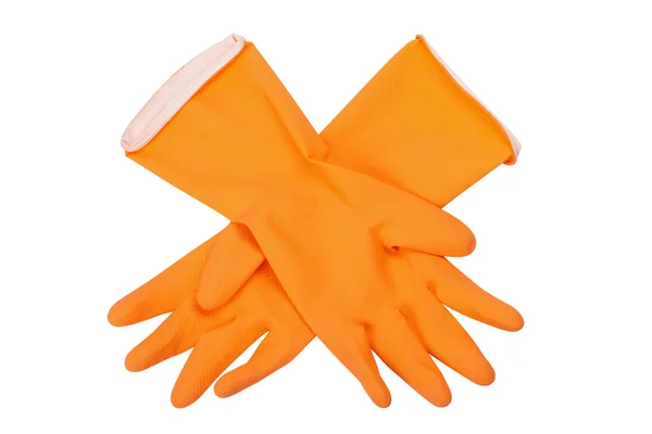Orange gummihandskar — Stockfoto