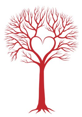 Heart tree, vector background clipart