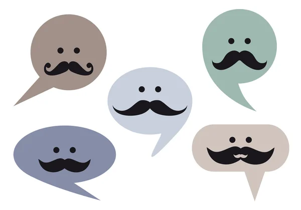 Caras de burbuja del habla con bigote, vector — Archivo Imágenes Vectoriales
