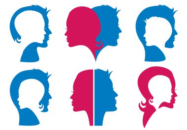 Couple faces, vector clipart