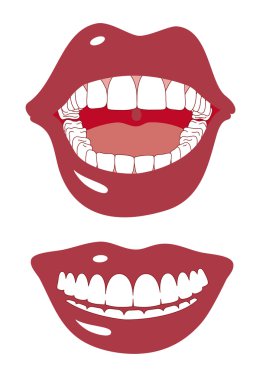 Red mouth smiling, vector clipart