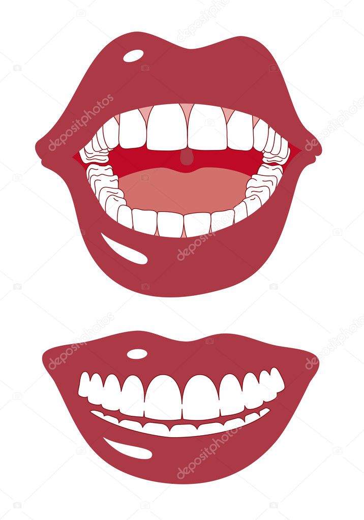 Red mouth smiling, vector