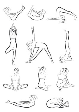 Yoga exercises, vector set clipart