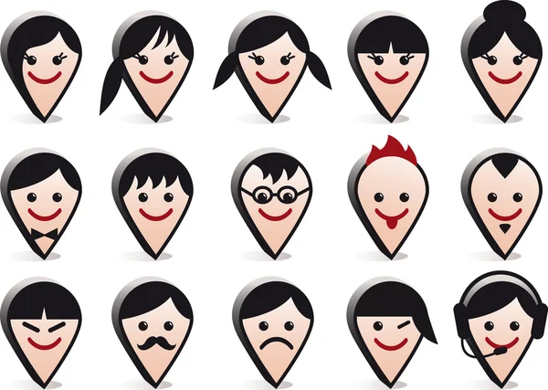 Cabeças de avatar, conjunto de ícones de faces vetoriais —  Vetores de Stock