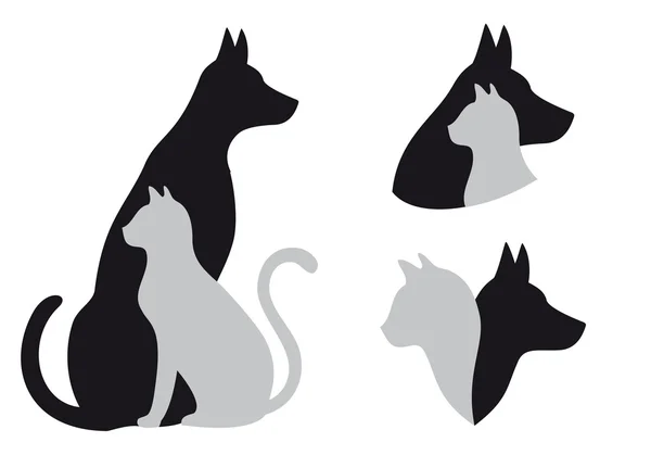 Gato y perro, vector — Vector de stock