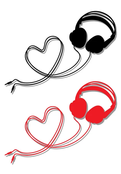 耳机与心脏，矢量 — 图库矢量图片