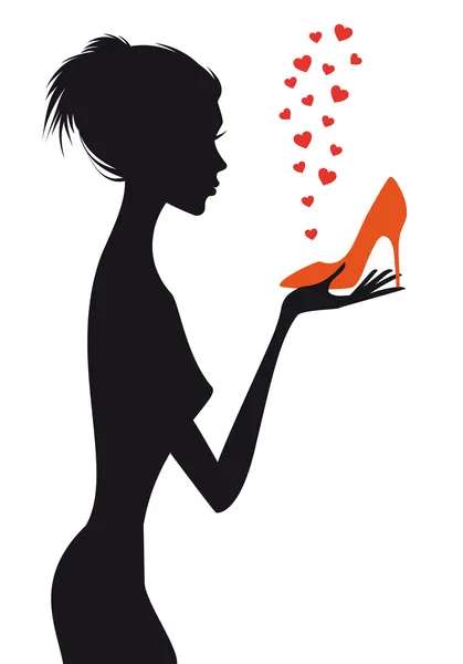 Moda kobieta z czerwonych butów, wektor — Wektor stockowy