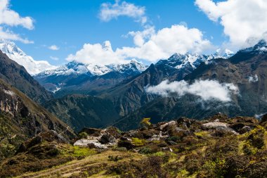 Ama Dablam and Lhotse peaks: Himalaya landscape clipart