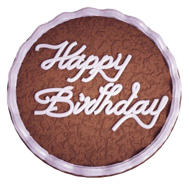 Happy birthday: top view of cake with greeting words clipart