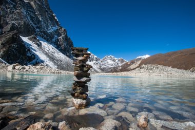 Buddhism: Stones and Sacred Lake near Gokyo clipart