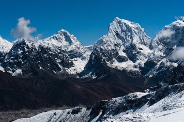 Makalu, Cholatse summits viewed from Renjo Pass clipart