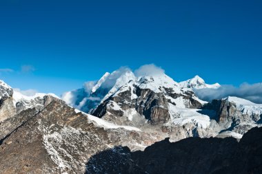 Mountain summits scene viewed from Gokyo Ri peak clipart