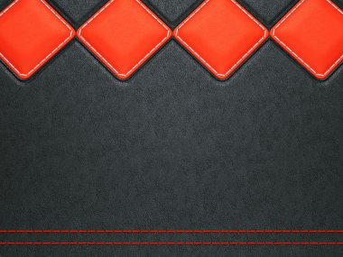 Leather background with red stitch and rhombuses clipart