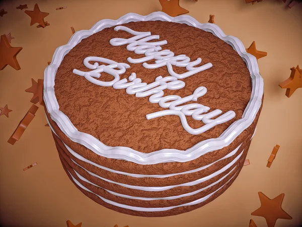 Félicitations : gâteau d'anniversaire et étoiles — Photo
