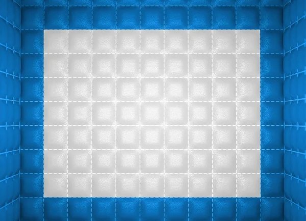 Zachte kamer concept. blauwe en witte gestikte lederen patroon — Stockfoto
