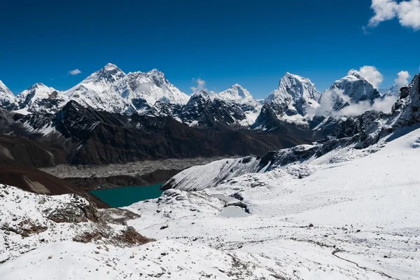 Peaks from Renjo Pass: Everest, Makalu, Lhotse, Cholatse — Stock Photo, Image